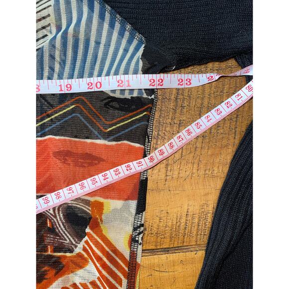 NWT Womens Alain Weiz Sheer Abstract Zip Up Sweater‎ Sleeve Blouse Size 16 - Picture 9 of 10